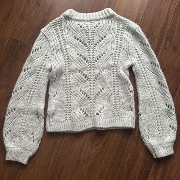 Abercrombie XS open knit bubble sleeve green sweater - Picture 4 of 4